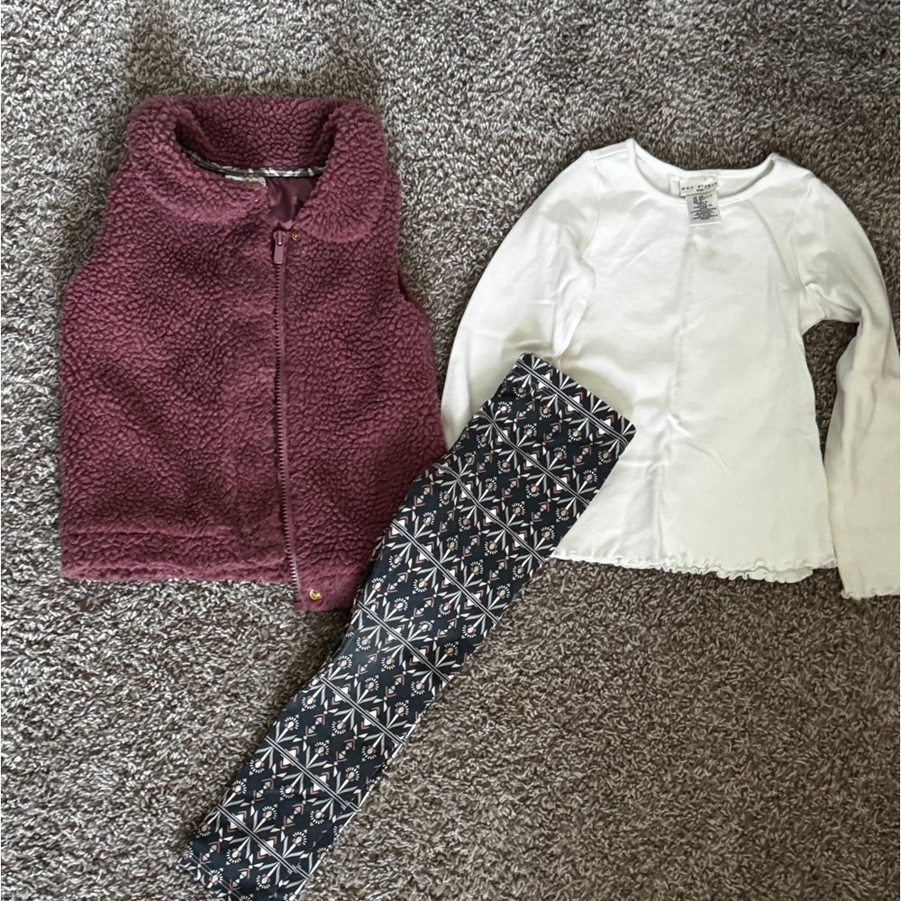 3 Piece Girls Cozy Mauve Sherpa Vest - Sleeveless Fleece
